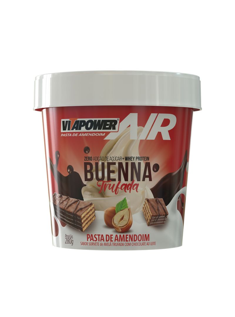 Pasta de Amendoim com Whey Protein Buenna Trufado 280g - Vitapower