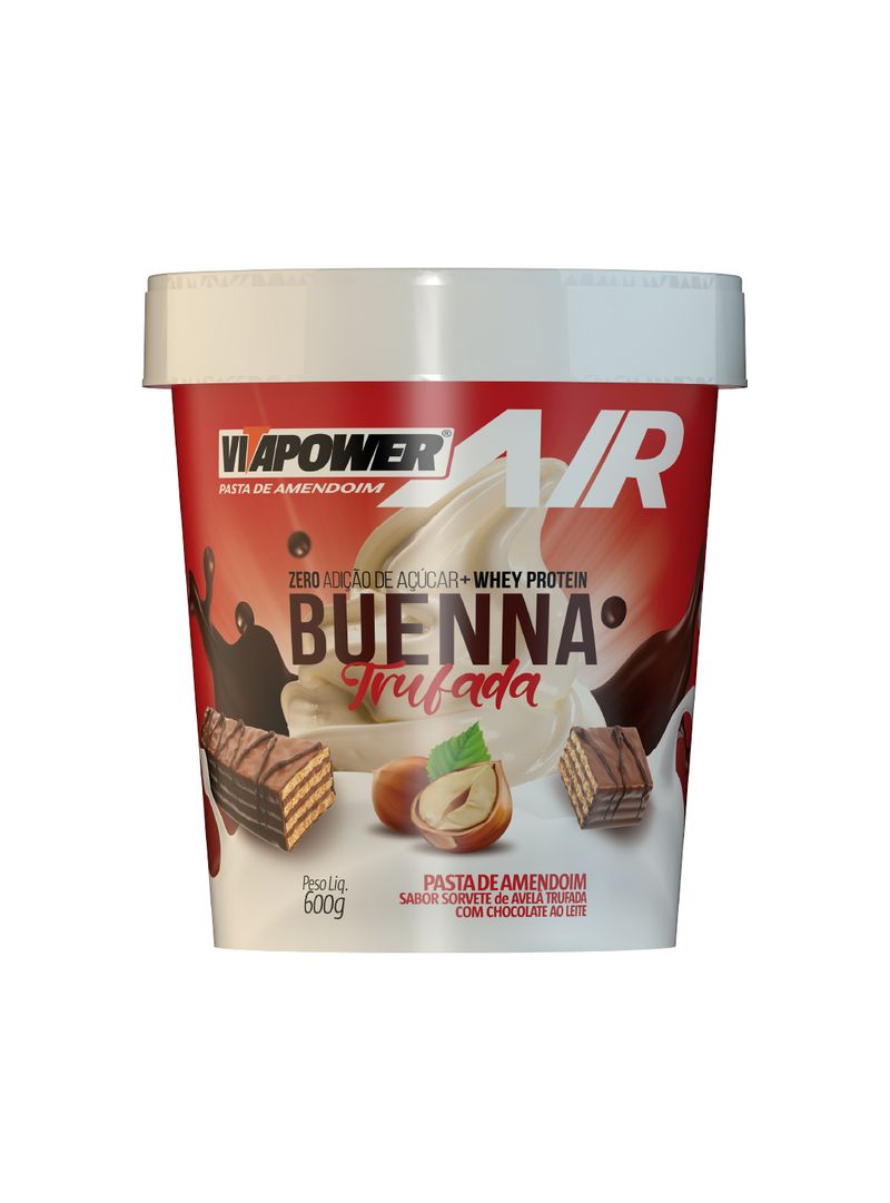 Pasta de Amendoim com Whey Protein Buenna Trufado - 600g - Vitapower