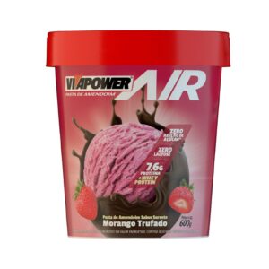 Pasta de Amendoim com Whey Protein Morango Trufado 600g - Vitapower