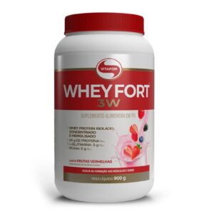 WHEY FORT® 3W: Whey Protein Isolado, Concentrado e Hidrolisado sabor Frutas Vermelhas 900g