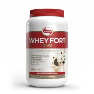 WHEY FORT® 3W: Whey Protein Isolado, Concentrado e Hidrolisado sabor Cookies & Cream 900g