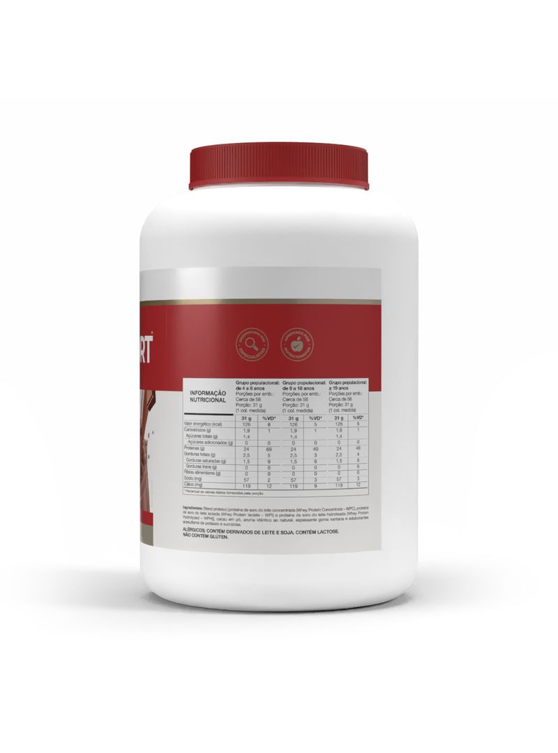 WHEY FORT® 3W: Whey Protein Isolado, Concentrado e Hidrolisado sabor Chocolate 1.800g - Imagem 2