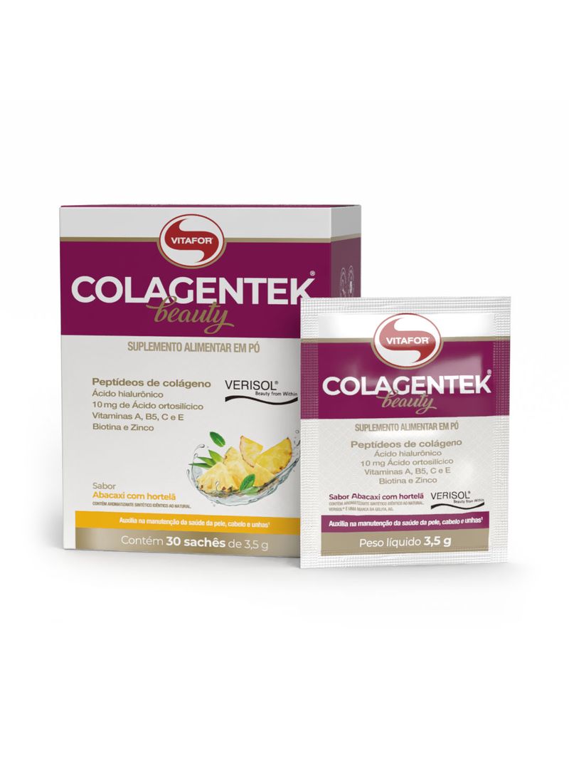 COLAGENTEK® BEAUTY Sabor Abacaxi c/ Hortelã 30 Sachês 3,5g